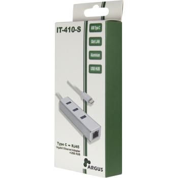 USB-C -> Hub 3Port + GbLAN Inter-Tech Argus T410
